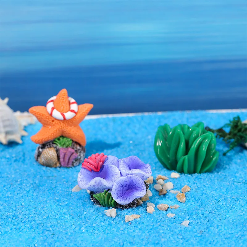 Simulation Aquarium Fish Coral Resin Ornaments Mini Aquascape Colorful Coral Dollhouse New Home Decor Crafts Ornaments Figurines