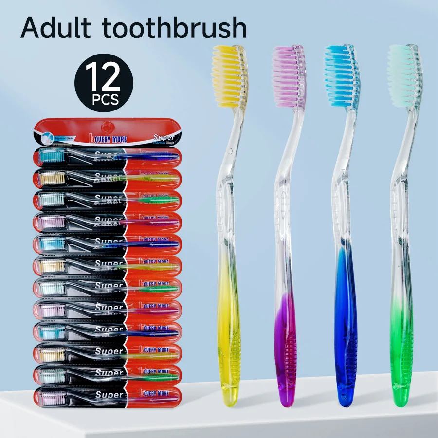12pcs manual soft fur toothbrush for adults, affordable family pack