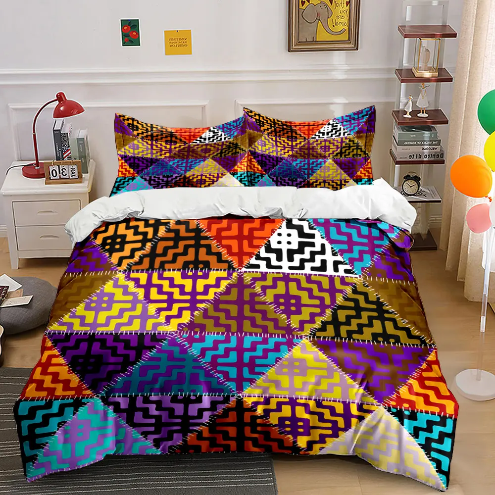 

Colorful wavy patterned triangles Print Soft Comfortable Duvet Cover Bedding Set Included 1*Duvet Cover 2*Pillowcases
