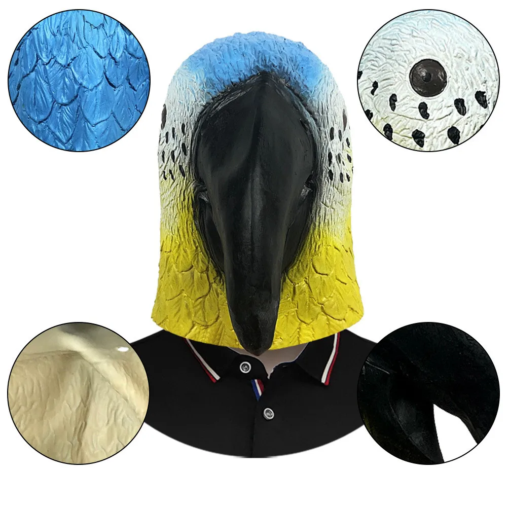 Papageienmaske aus Latex, Tierkopfmaske für Halloween, Cosplay, Kostümparty, Requisiten – Detail 5
