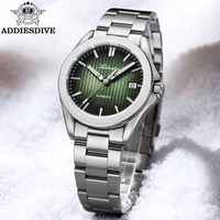 Reloj mecánico analógico de lujo para hombre ADDIESDIVE, reloj de acero con espejo de cristal de zafiro de 20bar, reloj mecánico automático superluminoso