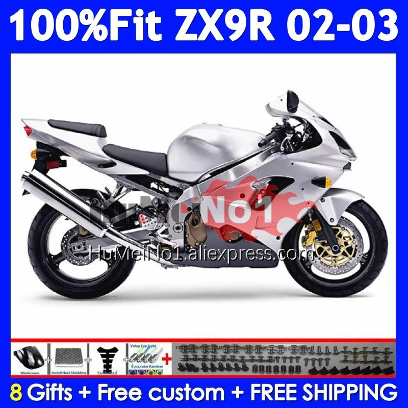 OEM Body For KAWASAKI NINJA ZX-9R ZX 9R 900 CC 9 Gloss silver R 215No.30 ZX900 ZX9 900CC ZX9R 02 03 2002 2003 Injection Fairing