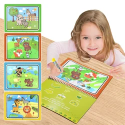 8 estilos de água mágica livros para colorir com caneta dinossauro animal veículo reutilizável pintura placa para crianças crianças desenho brinquedo conjunto