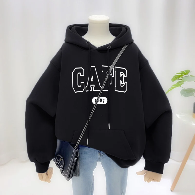 American Style Hoodie Women's Autumn BF Lazy Thin Large Size Loose High Street Couple Jacket Trendy Commute Style Long Sleeve