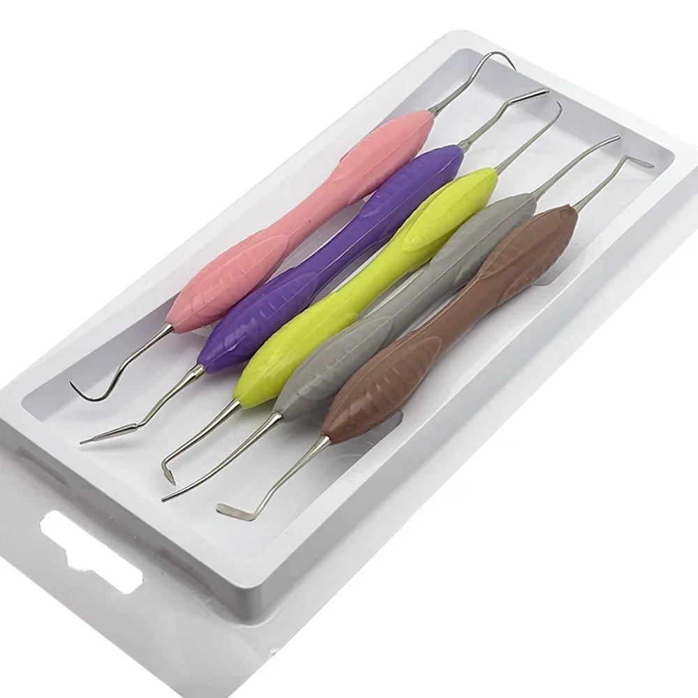 5Pcs Dental Thick Handle Composite Resin Filler Set Dentist Aesthetic Restoration Dental Silicone Resin Spatula Instruments Tool