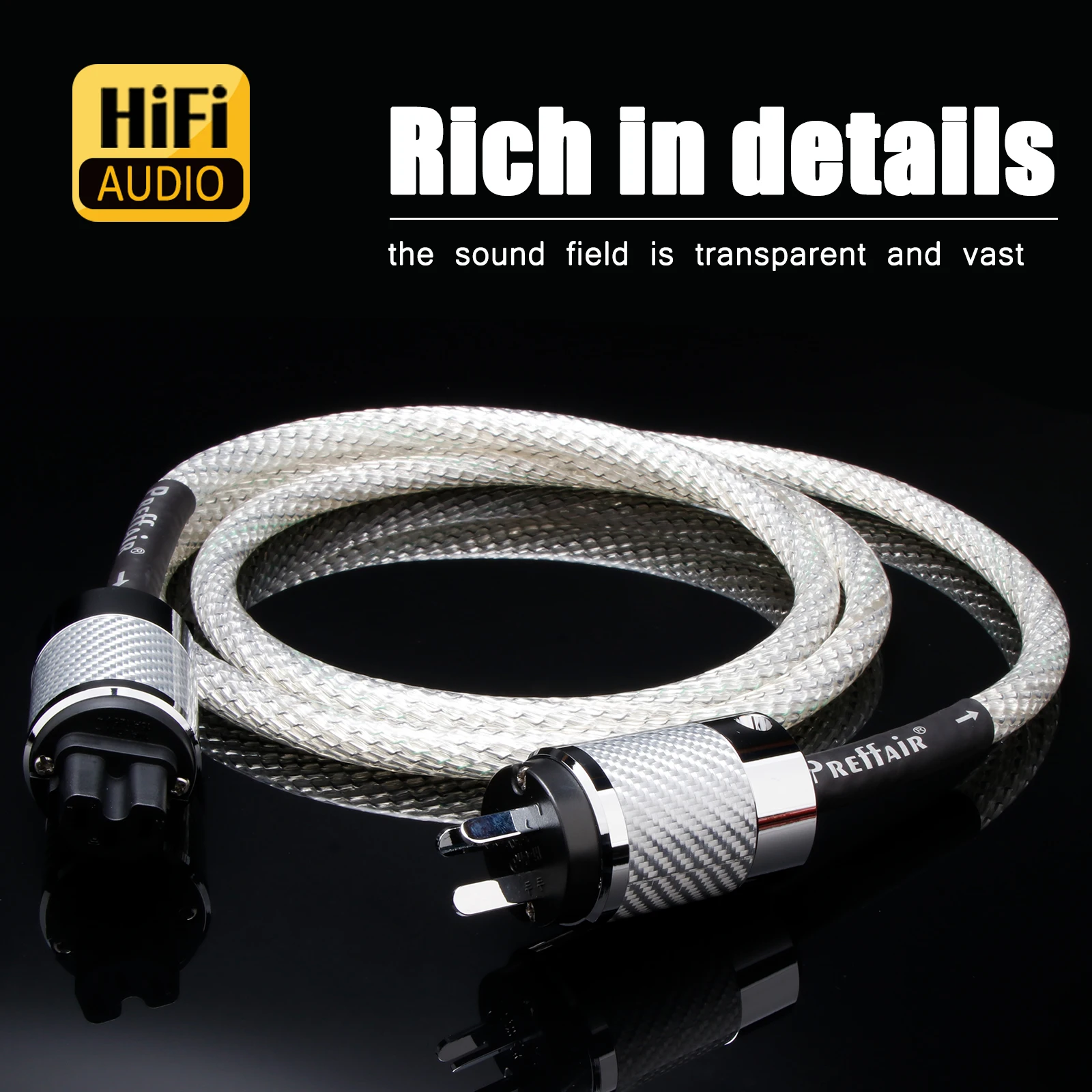 Hifi Audiophile Power Cable 8N OCC Copper EU/US/AU Power Adapter IEC320 C15 Power Connector for Amplifier Audio Power Filter