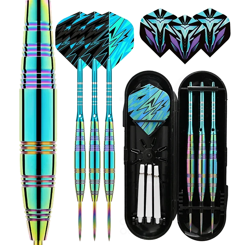 Professional Darts Steel Tip Set 23g Metal Tip Darts,Dart Metal Tip Set 3 Aluminum Dart Shafts + Extra 3 Dart Flights