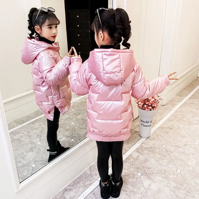 

Winter Jacket For Girls Coat Teen Kids Parka Snowsuit Fashion Bright Waterproof Outerwear Children Clothing 4 6 8 10 12 14 Years