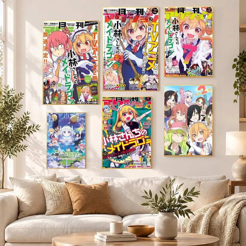 TV Art Miss Kobayashi's Dragon Maid Poster HD Waterproof PP Self Adhesive Aesthetic Bedroom Dorm Gaming Room Home Decor Gift