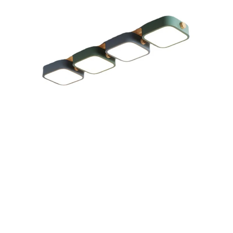 โคมไฟเพดานทรงสี่เหลี่ยมผืนผ้า BOTIMI สีเทา สำหรับห้องนอน โคมไฟติดเพดานแบบโมเดิร์นสีขาว ทำจากไม้และโลหะ สำหรับห้องสีเขียว