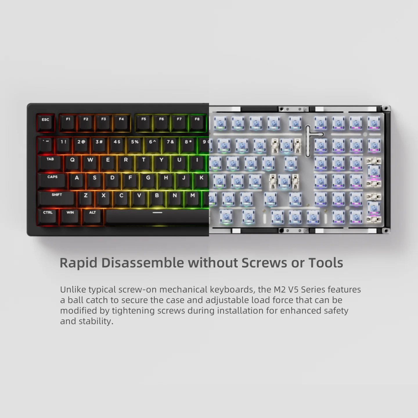 MonsGeek M2 V5 VIA Mechanical Keyboard/Barebone Kit 1800 Compact Size Rapid Disassemble RGB Hot Swap Tri-mode Keyboard Aluminum