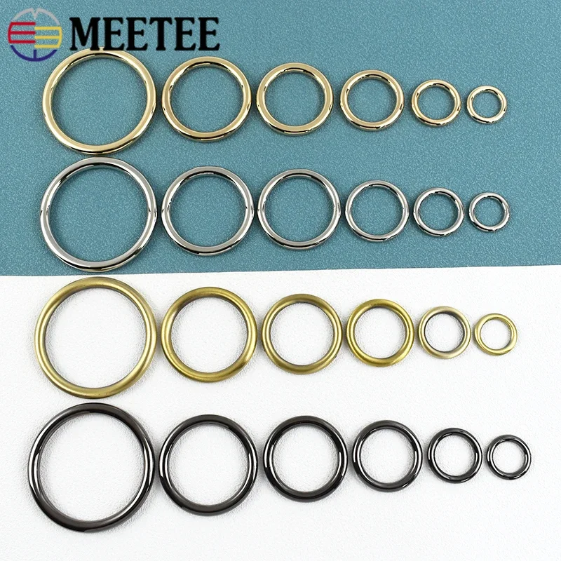 5/10P Meetee 15-50mm Metal O Ring Hook Circle Bag Strap Connection Loop Collor Shoes Clothes Loops Clasp Carabiner Clip Hardware