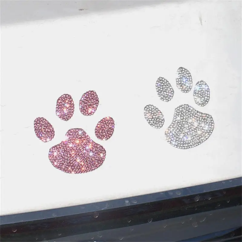 2~5PCS Paw Print Stickers Crystal Car Decoration Stickers Bling Rhinestone Paw Decals Dog Cat Footprint Stickers With