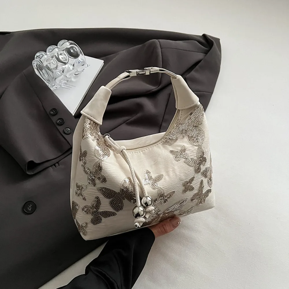 

Portable Sequin Chinese Style Handbag Butterfly Purses Hanfu Embroidery Handbag Embroidered Zipper Crossbody Bag Party