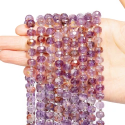 AAA Faceted Purple Ghost Quartz 8x6mm Natural Stone Column Loose Spacer Beads for Jewelry Making DIY Charms Bracelets Accessory