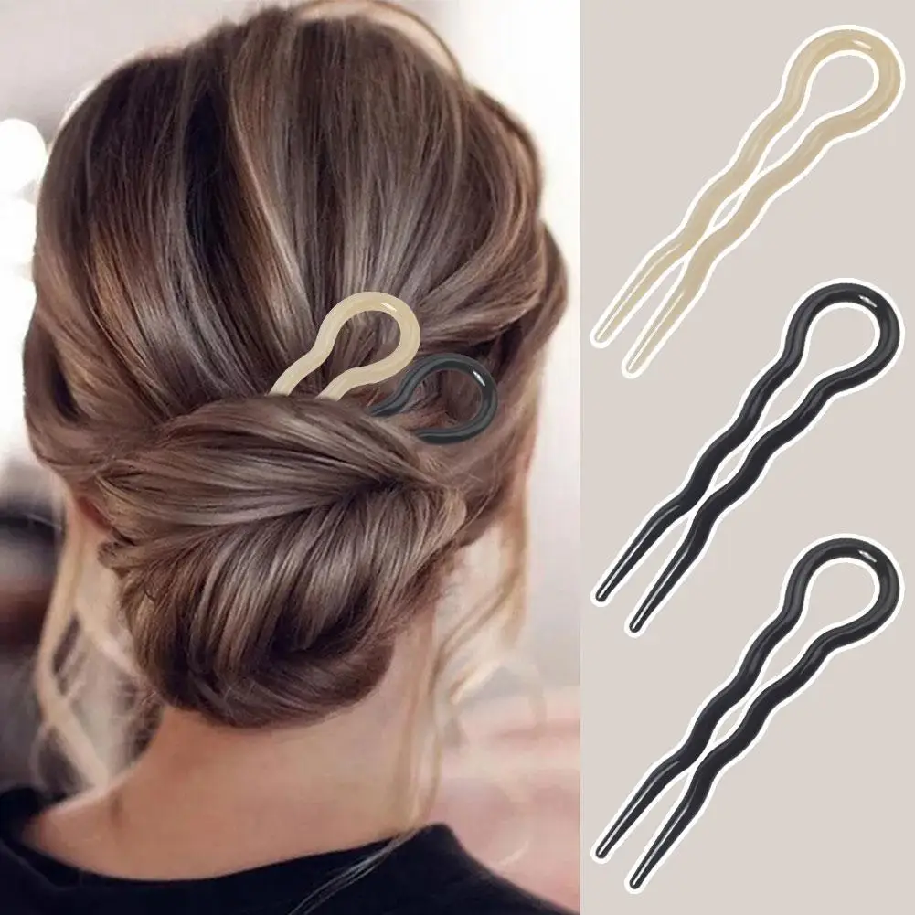 Retro Hair Bun U-Shaped Hair Sticks Clip Barrettes Double Prong Hair Sticks Woman Girls Ponytail Hair Forks Updo Bun Hair Sticks