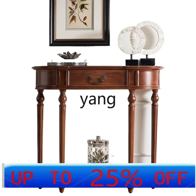 LH  American solid wood semicircular aisle cabinet entry corridor against the wall foyer partition storage cabinet