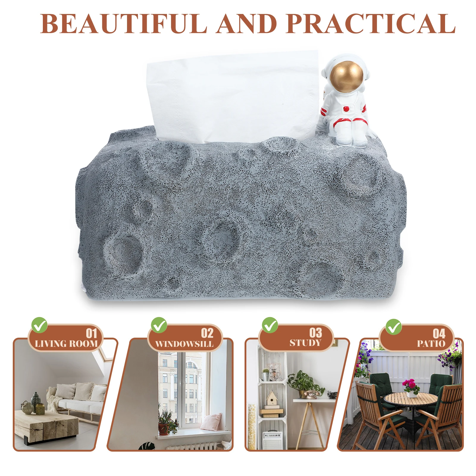 

Astronaut Tissue Box Creative Napkin Storage Container Premium Resin Material Exquisite Workmanship Home Office Restaurant Decor