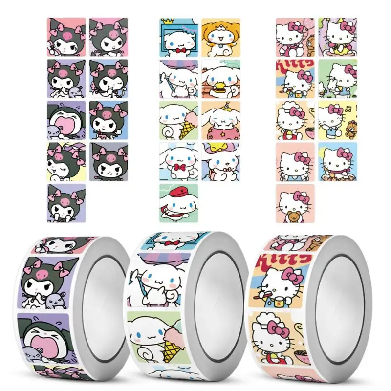 200Pcs Sanrio Hellokitty Cinnamoroll Kuromi Sealing Labels Stickers Tape Decals Diy Stationery Sticker Kids Reward Gift For Girl