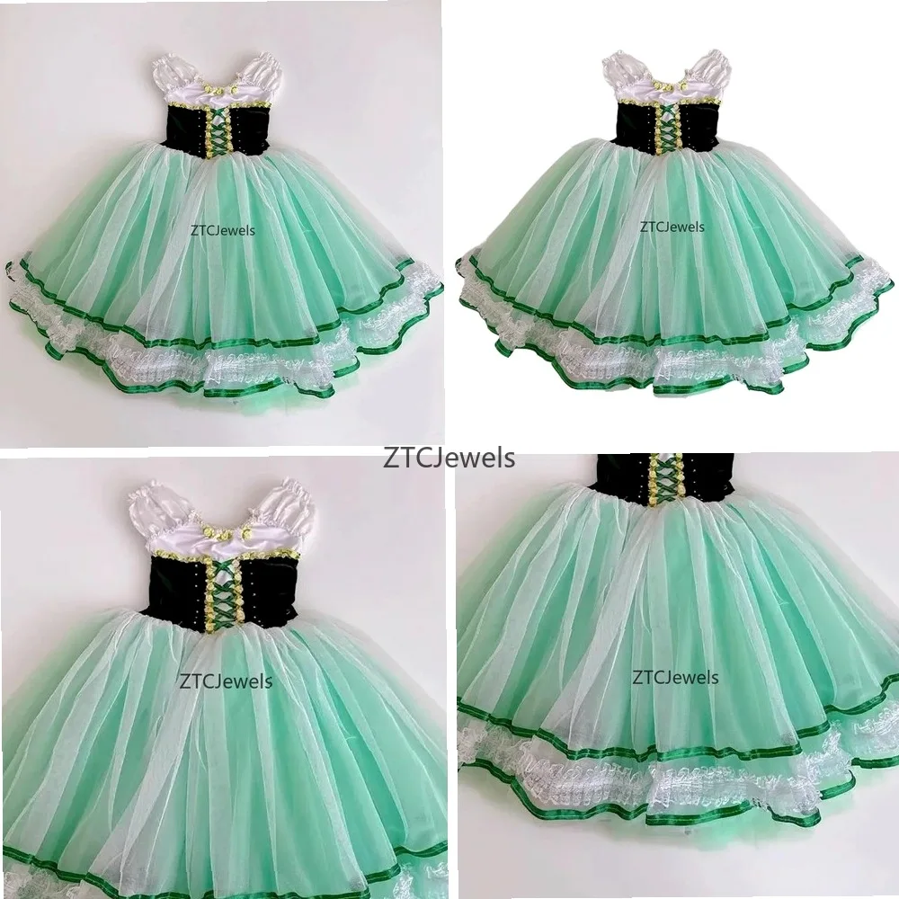 

Зеленое балетное платье-туту «Жизель» для девочек и женщин, романтический костюм для танцев, выступлений и косплея, балетная одежда для принцесс
