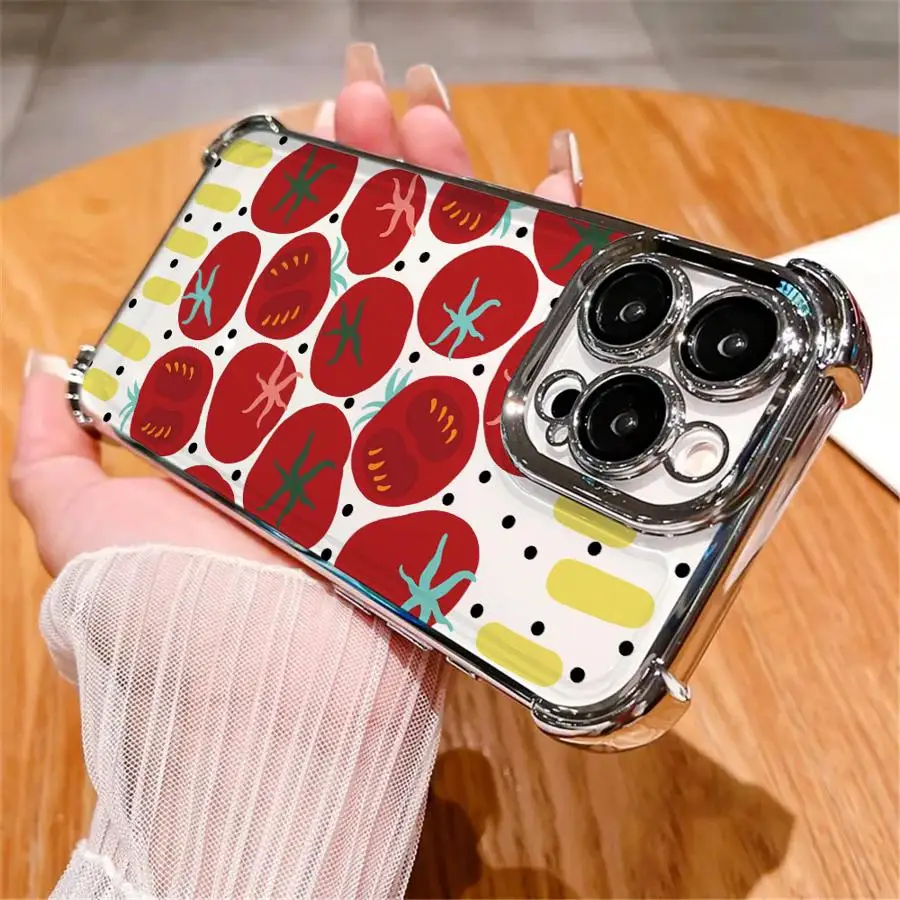 Case for Apple iPhone 15Pro Max 16 16Plus XS MAX 12 15 14 Pro XR 13 11 11Pro Clear Cover Cartoon Tomatoes view 2