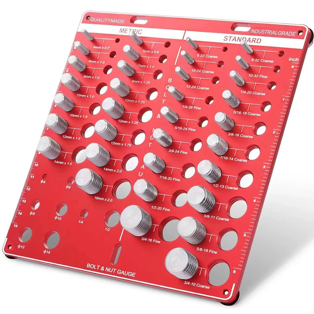 1pc Bolt Thread Gauge 34 Nut And Bolt Thread Gauge Metric Thread Gauge Measuring Tool Aluminum Alloy Bolt Identifier Board