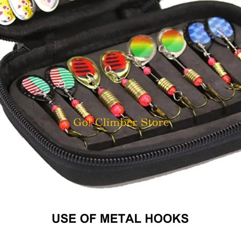 طعوم دوارة Q84C مع حقيبة حمل طعوم دوارة معدنية صناعية لصيد الأسماك