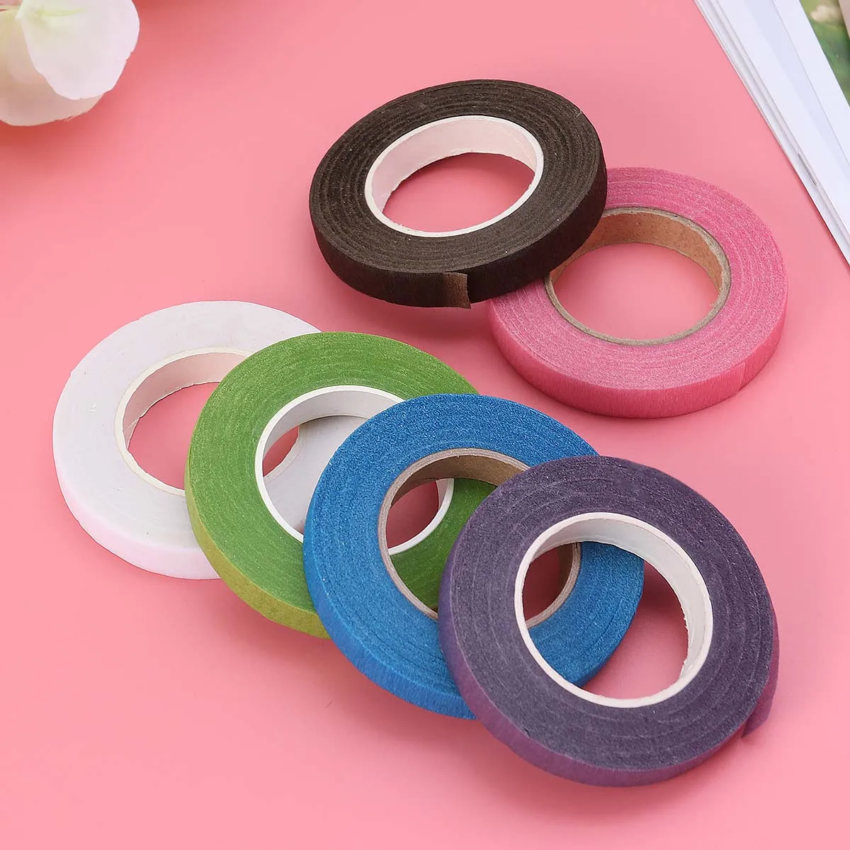 6 rolos de fita floral 30 jardas fita de flores coloridas para buquê diy embrulho de haste presente scrapbooking arranjo floral