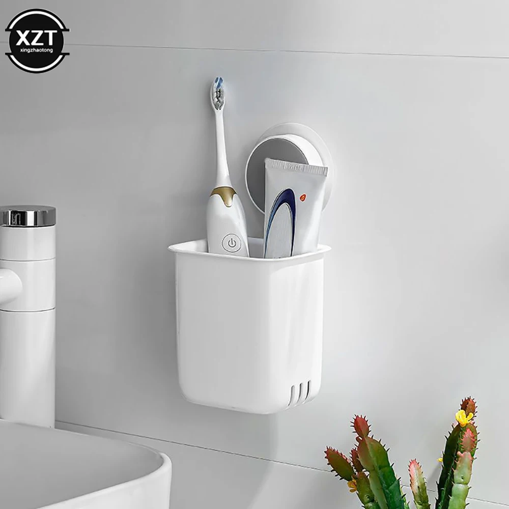 Portable Toothbrush Wall Mounted Holder Toothpaste Mouth Cup Waterproof Holder Drill-Free Bathroom Storage Shelf Rack Organizer