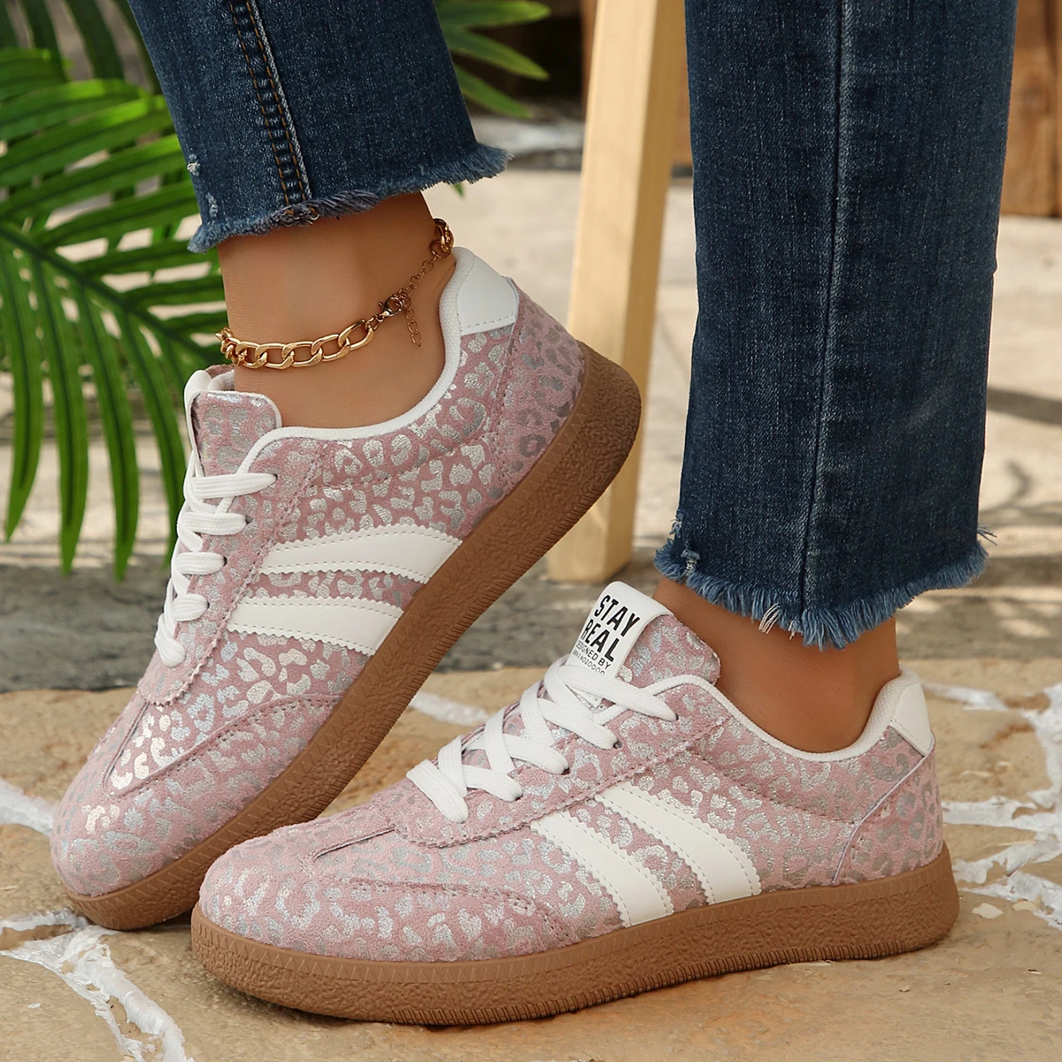 2026 Fall Women's Fashion Suede Sneakers with Double Buckle Metal Details Lightweight Breathable Comfortable Casual Flats