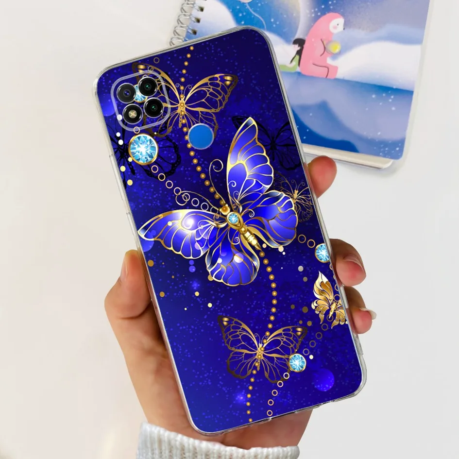 Capa Anti-Choque para Xiaomi, Capa Flor, Silicone Macio, Transparente, Redmi 9C, NFC, Redmi 9C, 9