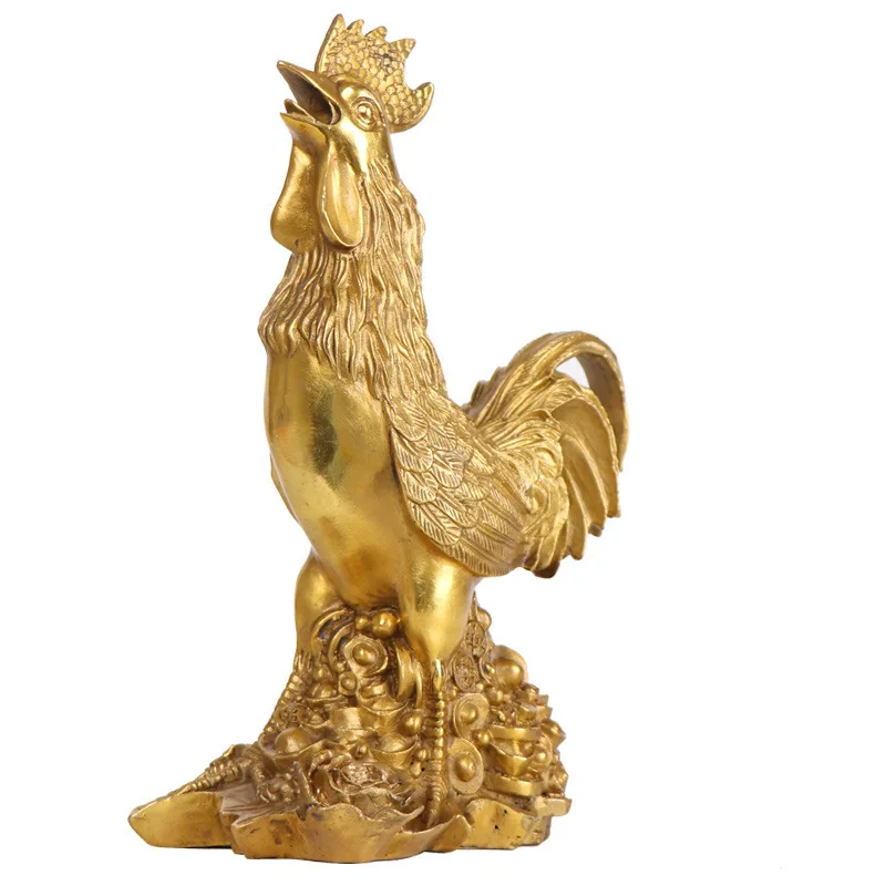 Twelve Zodiac , Bronze Fortune Character, , -Picking , Lotus Flower Money Rooster