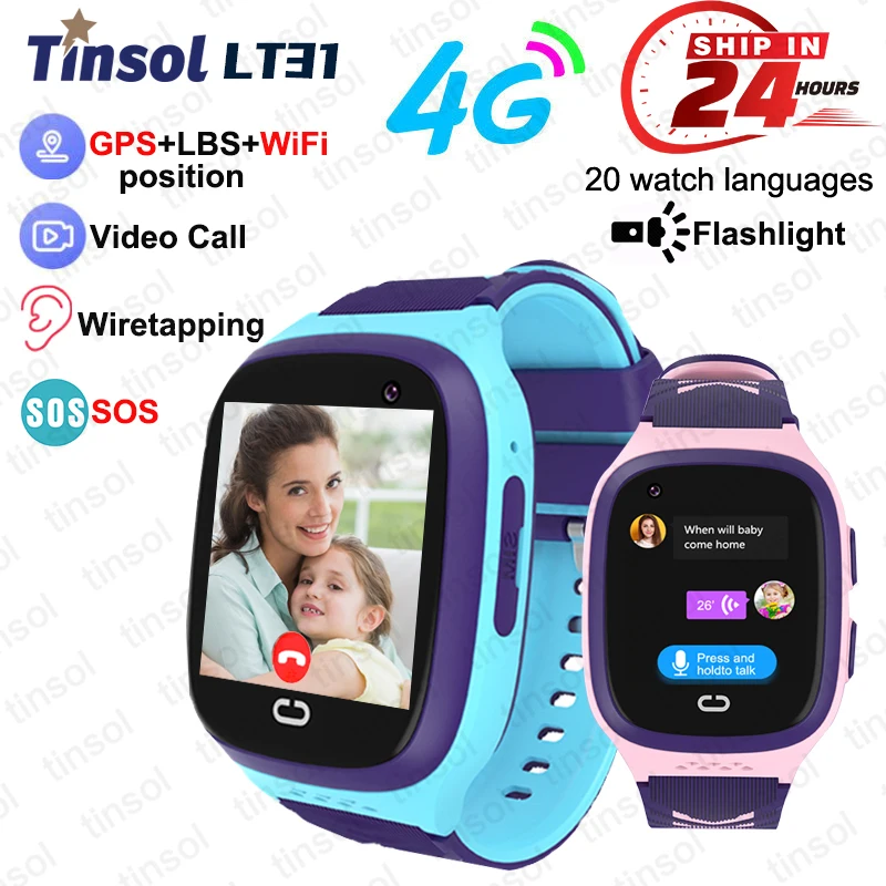 LT31 E 4G Smart Watch Kids GPS WIFI Video Call SOS IP67 Waterproof Child Smartwatch Camera Monitor Tracker Location Phone Watch