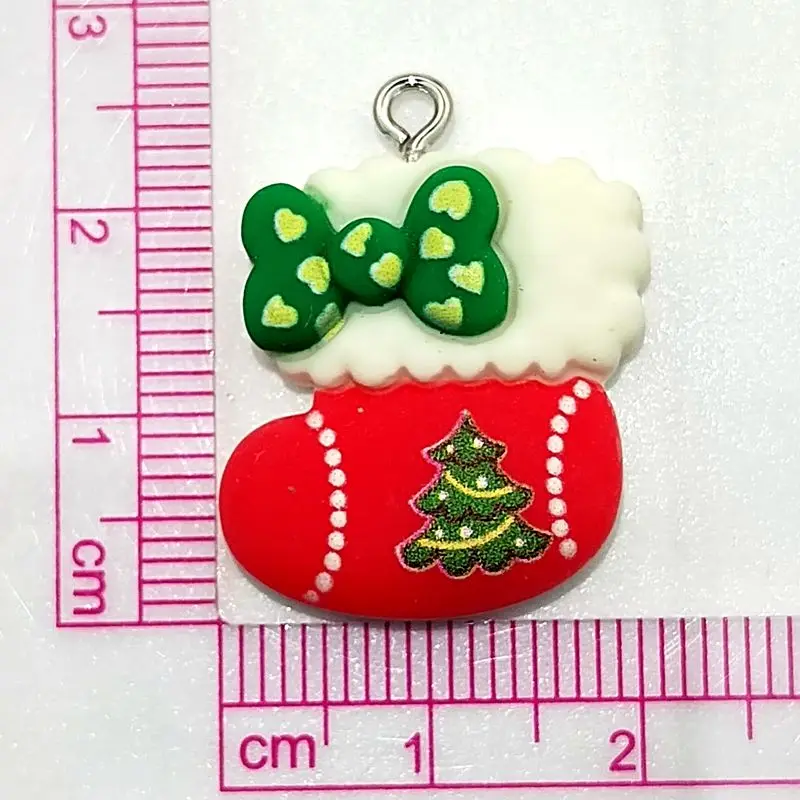 10 stücke Weihnachts karikatur niedlichen Harz Anhänger Santa Claus bunte flache Rückseite Nagel Charms DIY Halskette Armband Schlüssel ring Zubehör