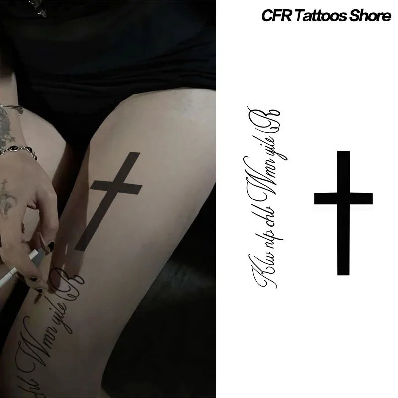 Cross Sexy English Herbal Juice Tattoo Stickers Fake Tatto Temporary Tattoos Must Tattoo Woman Punk 2025 Tatoo Waterproof Cheap