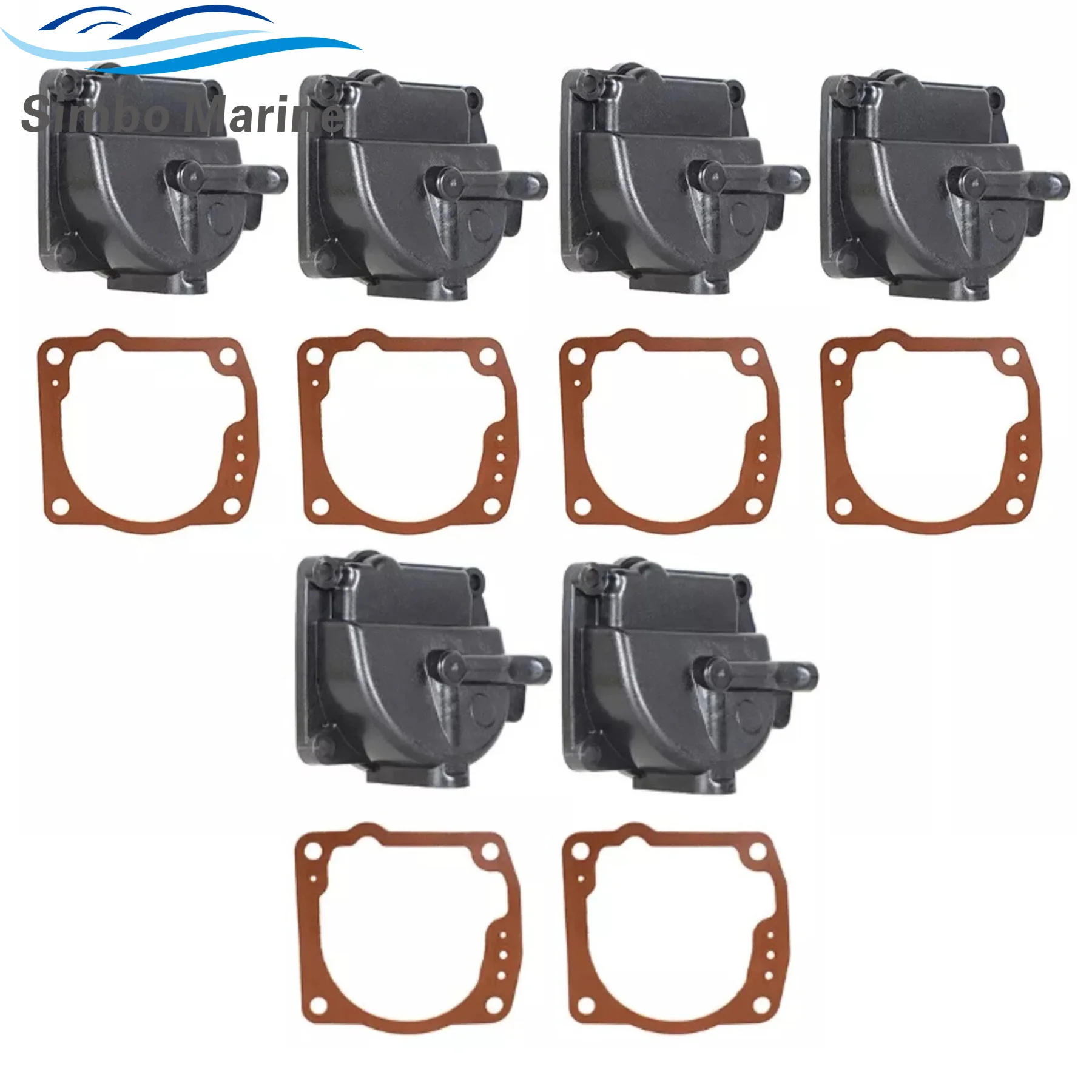 433000 6 Pcs Carburetor Float Bowl Chamber W/ Gasket Compatible with Johnson Evinrude 90 To 175 HP Outboard Engine 343870 766418