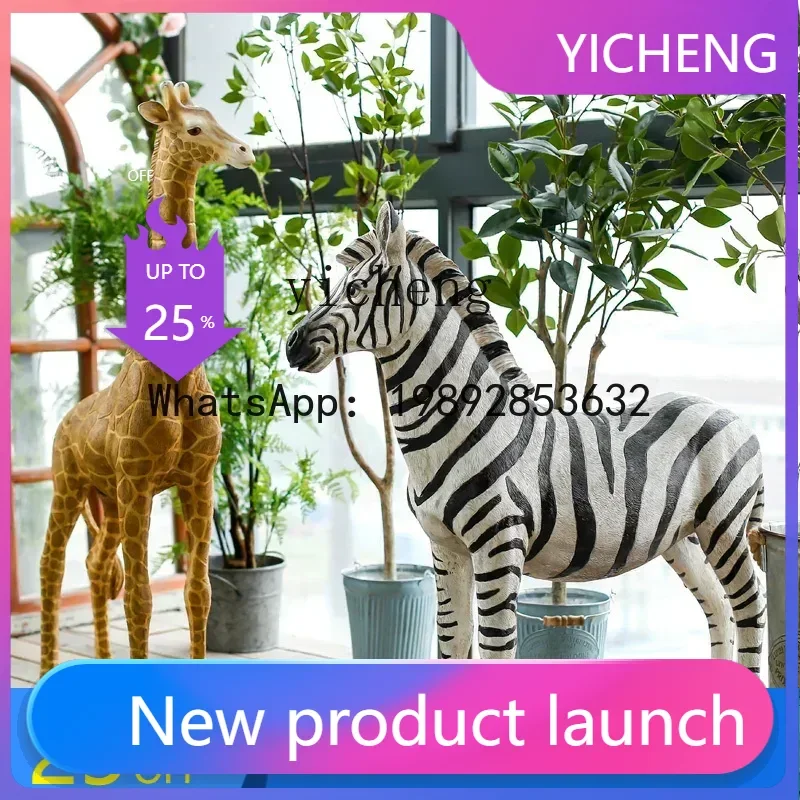 

x1 Simulation Giraffe Zebra Large Living Room Floor Resin Home Decoration home accessories fairy garden