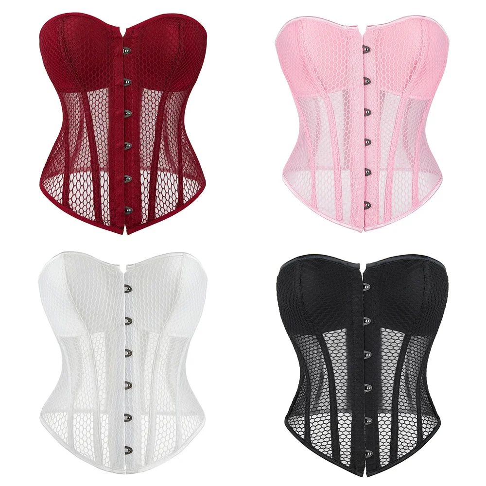 

Винтажные женские сетчатые дышащие корректирующие костюмы, сексуальный прозрачный сетчатый корсет, нижнее белье, корсет для тренировки талии