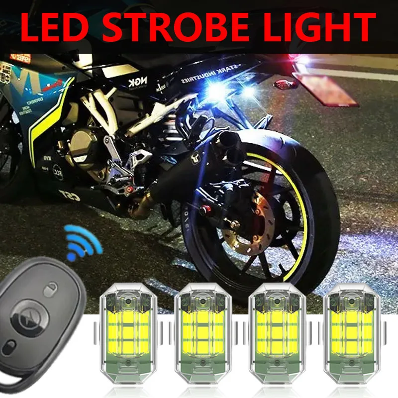 LED Strobe Light Wireless Remote Control Car Warning Signal Lamp for Auto Motorcycle Bike Drones Atmosphere Flash Indicator