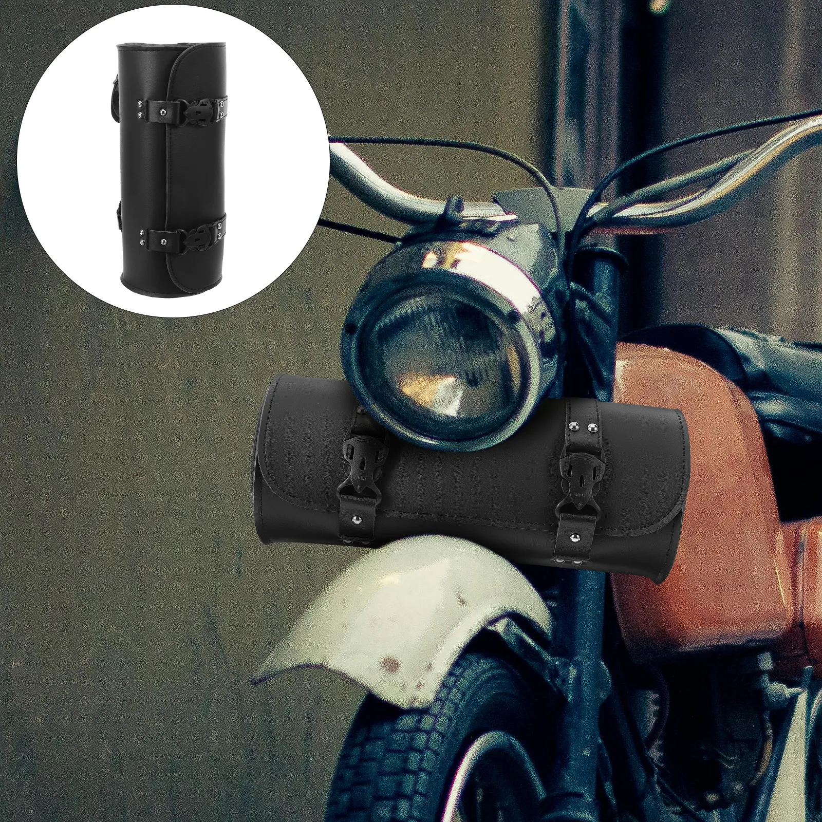 

Stylish Motorcycle Tool Bag Saddle Fork Handlebar Storage Organizer Synthetic Front Forks Saddle Rack Handlebars Large