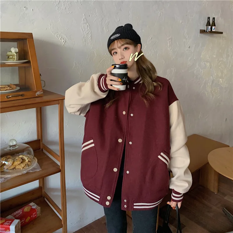 ZOUXO Jackets for Women 2024 Spring Autumn Hiphop Baseball Jacket Kpop Loose Vintage Coat