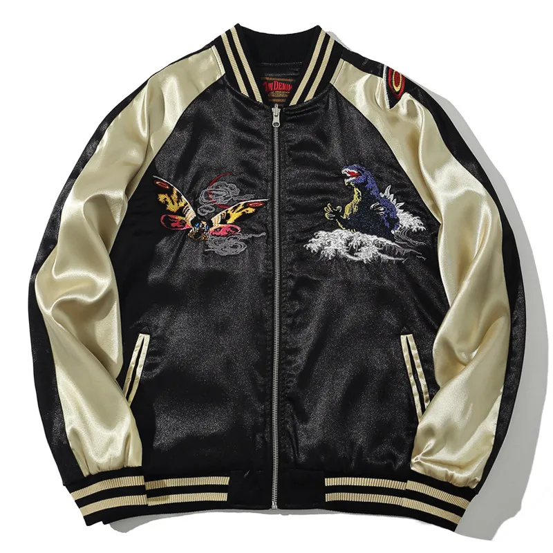 Asian Japanese Sukajan Style Embroidered Souvenir Jacket Outerwear Coat Yokosuka Machine Embroidery Men and Women