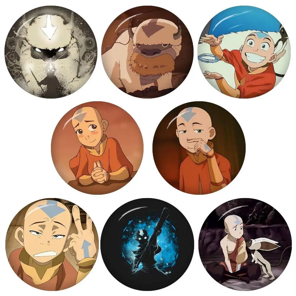 Anime Avatar The Last Airbender Cartoon Broschen Anime Abzeichen Runde handgemachte Brosche Anstecknadeln Schmuck für Rucksack Kleidung