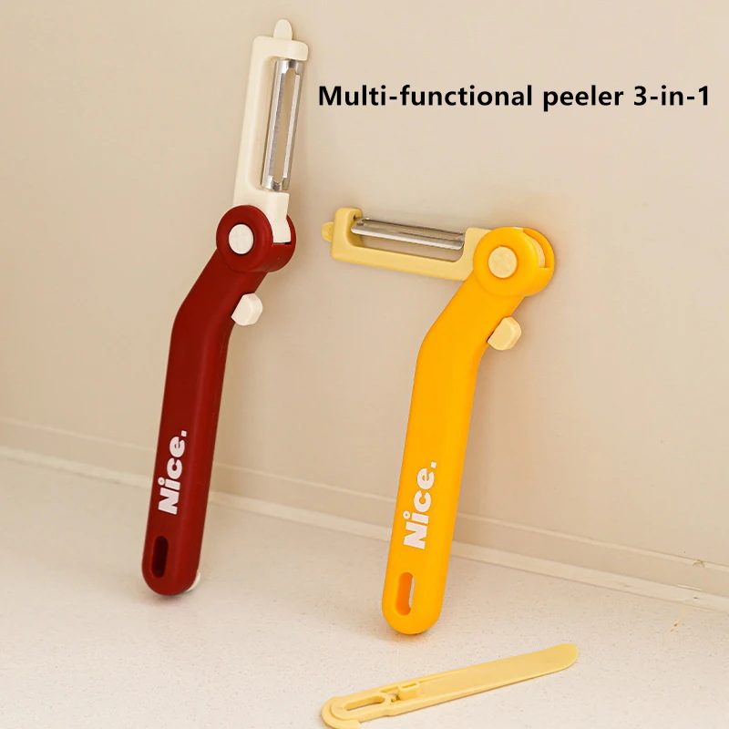 1pc Multi-functional Peeler, 3-in-1 Kitchen Potato Peeler, Fruit Peeler, Household Peeler, Apple Peeler