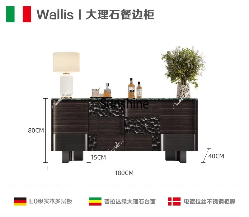 Italian light luxury marble dining side cabinet, living room storage, entrance cabinet, decorative cabinet