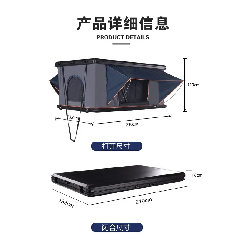Outdoor Aluminum Alloy Shell Rooftop Tent Quick Automatic Opening Four-Season Double Layer Easy Install Camping Car SUV Roof Top 4