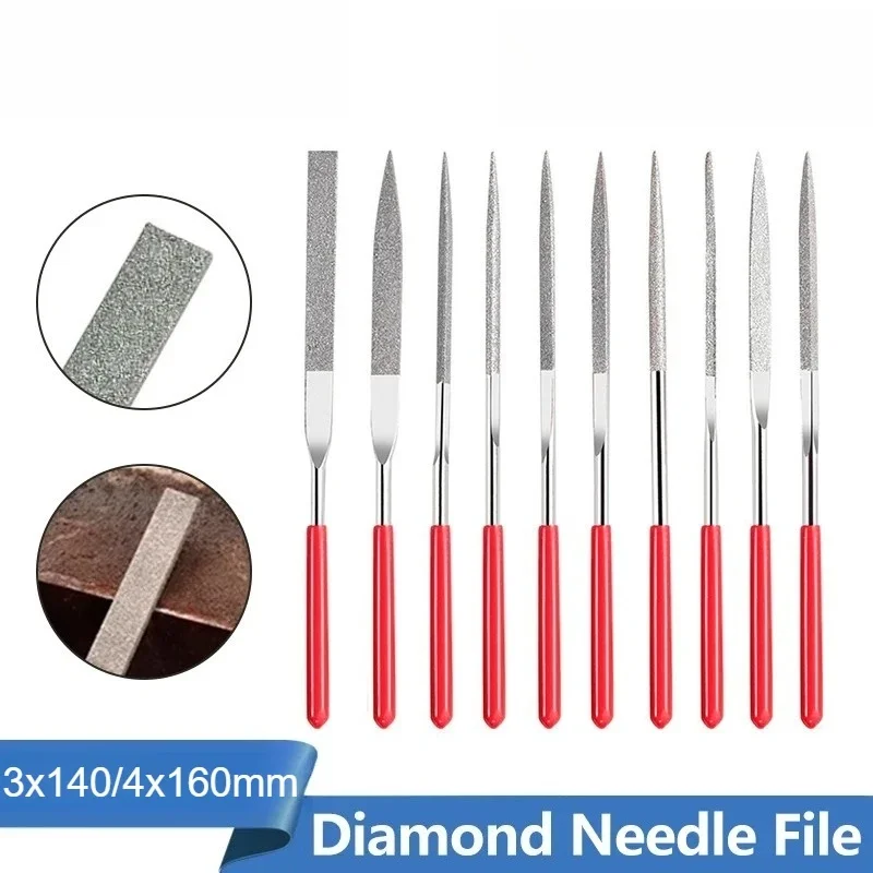 Diamond File Set 3x140mm Mini Needle File For Stone Glass Metal Carving Craft Hand Tools Needle File Set