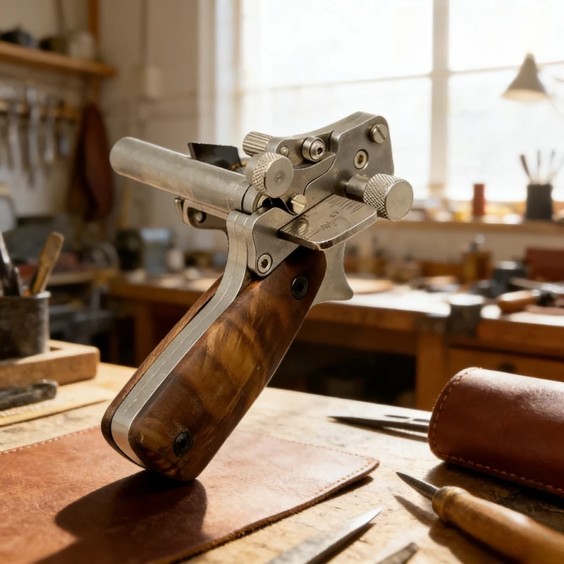 

Nattools Adjustable Belt Cutter 10-60mm Metric British Dual Scale Stainless Steel Leather Cutting Tool for DIY Leather Craft