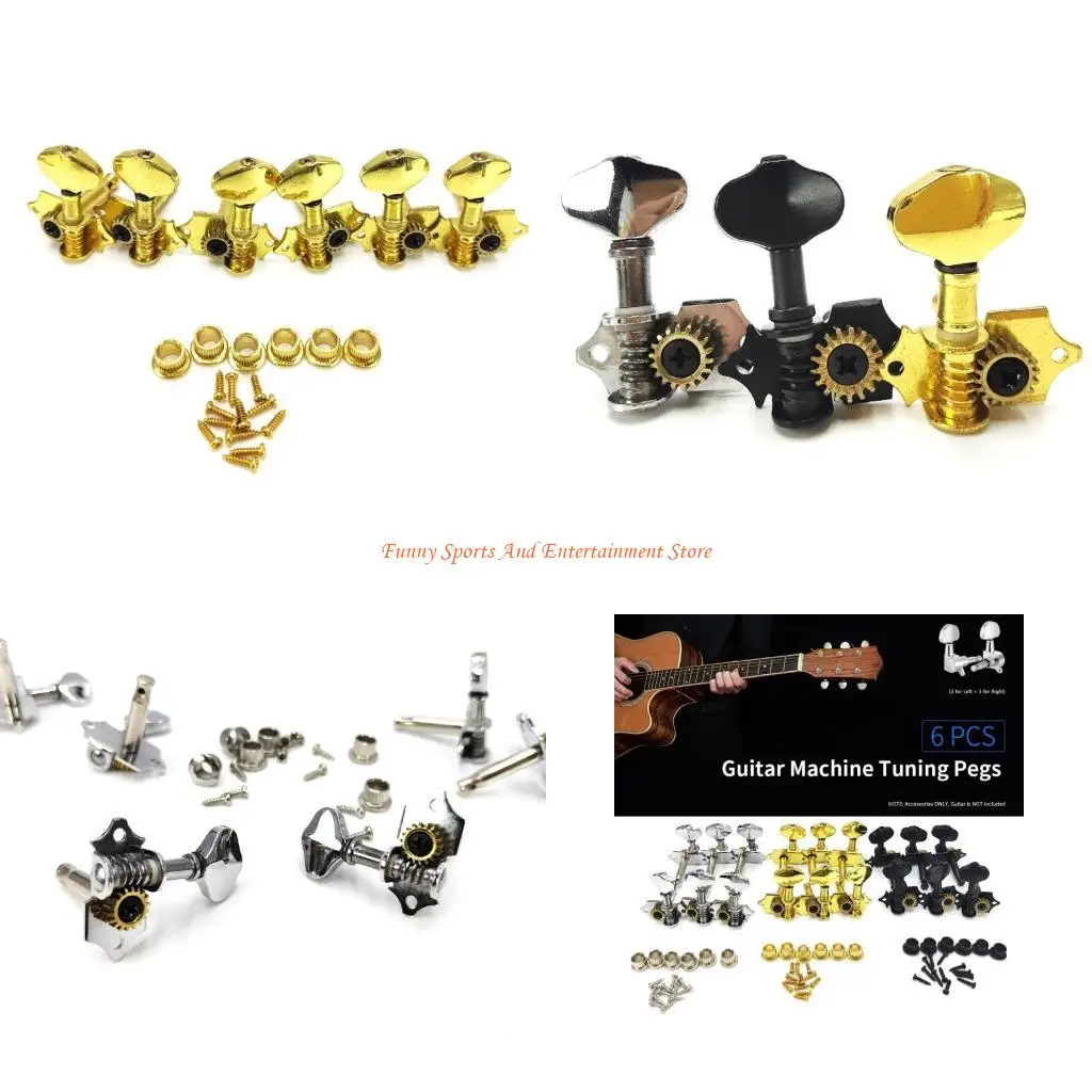 

C4DE 6PCS Guitar Tuning Pegs Guitar Repairing Component Suitable for Acoustic and Electric Guitars with Metal Construction