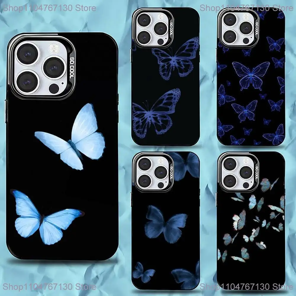 

Blue Butterfly Beautiful Wing Phone Case For iPhone 16,15,14,13,12,11,Pro,Max,Plus,Mini,XS,SE Anti Fall Black Matte Hard Bumper